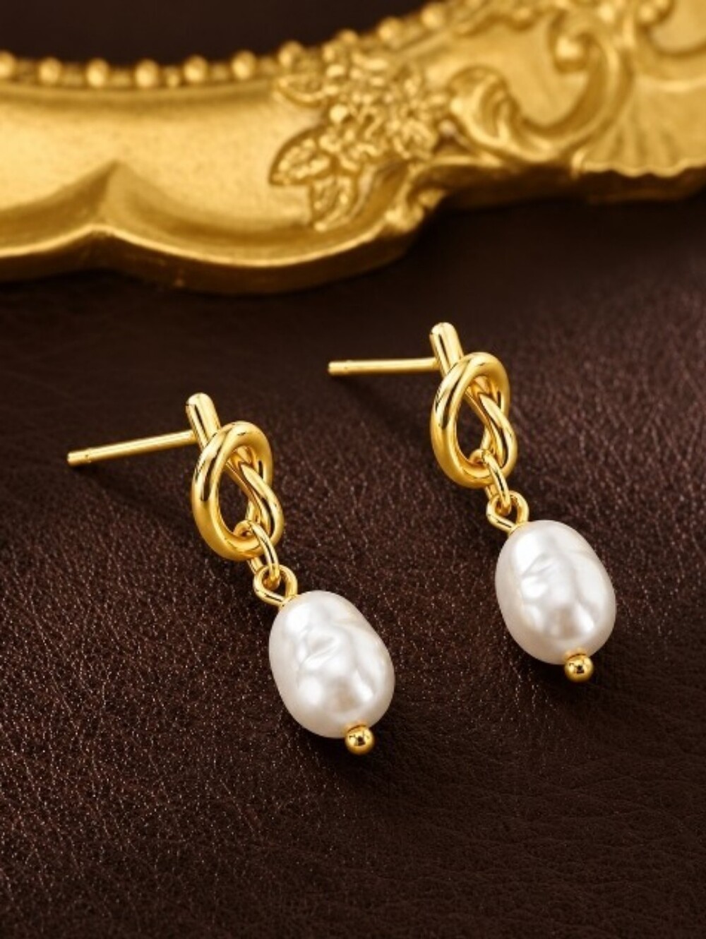 Anthropologie Gold Drop Pearl Earrings